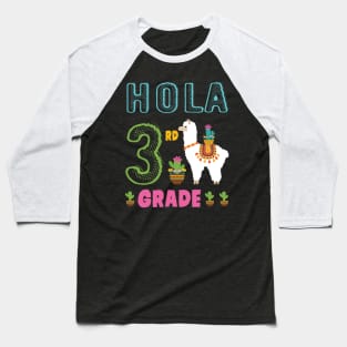 Cactus On Llama Student Happy Back To School Hola 3rd Grade Baseball T-Shirt